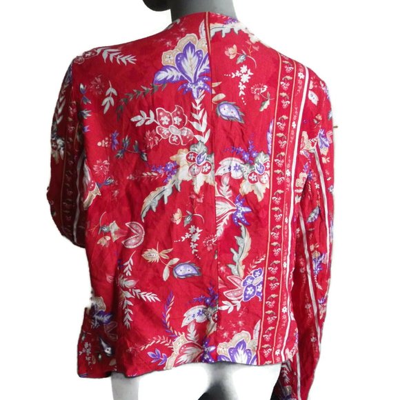 JAASE Jacket/ Top SMALL Australian Artist Print Red Floral Boho NWT - Picture 4 of 8